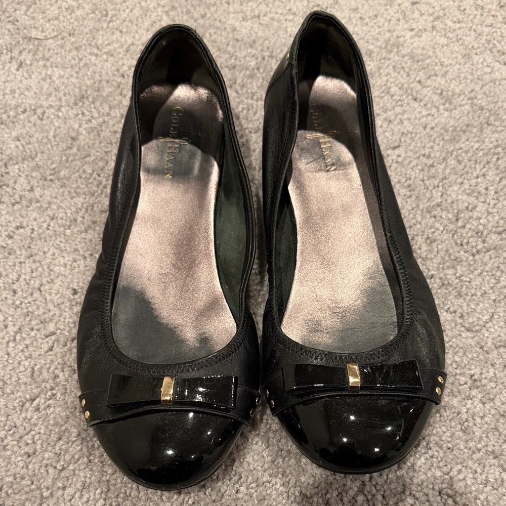 Cole Haan Women's Black Patent Flats with Bow